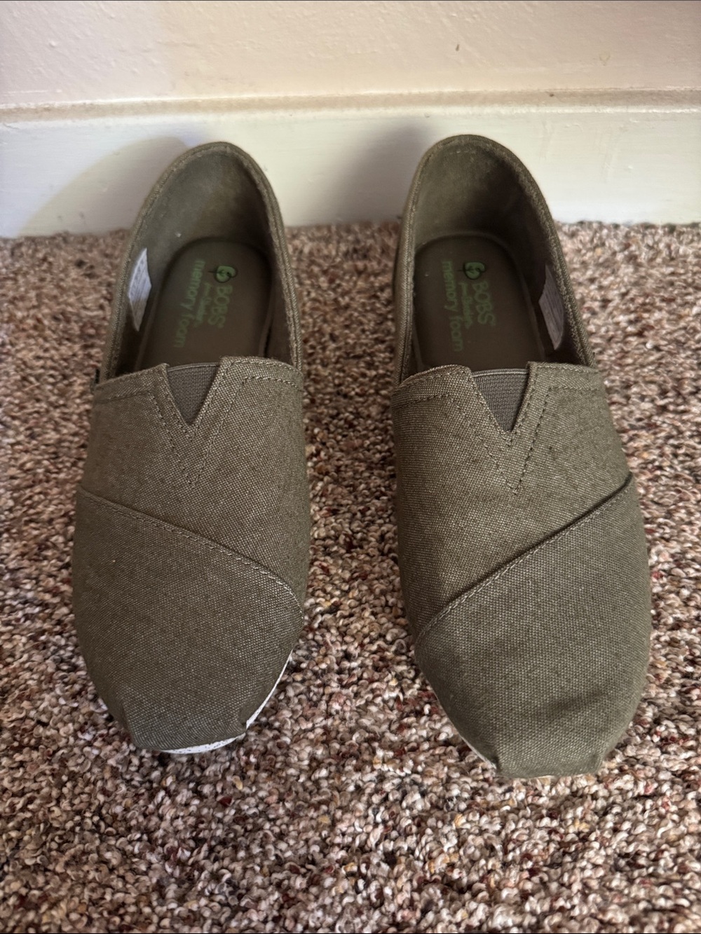 BOBS from Skechers Olive Canvas Slip-On Flats